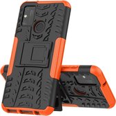 Voor Huawei Honor Play 9A Tire Texture Shockproof TPU + PC beschermhoes met houder (oranje)