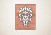 Line Art - Leeuw 1 vierkant - XS - 30x24cm - Multiplex - geometrische wanddecoratie