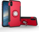 Apple iPhone XS Hoesje - Mobigear - Armor Ring Serie - Hard Kunststof Backcover - Rood - Hoesje Geschikt Voor Apple iPhone XS