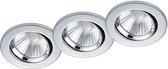 LED Spot 3 Pack - Inbouwspot - Iona Paniro - Rond 5W - Dimbaar - Warm Wit 3000K - Mat Chroom - Aluminium - Ø80mm