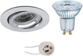 OSRAM - LED Spot Set - Parathom PAR16 927 36D - Prima Aerony Pro - GU10 Fitting - Dimbaar - Inbouw Rond - Mat Zilver - 5.5W - Warm Wit 2700K - Kantelbaar - Ø82mm