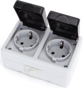 Wandcontactdoos - Igory Zonty - Opbouw - Dubbel Stopcontact - Randaarde - Waterdicht IP54 - Grijs