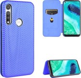 Voor Motorola Moto G Fast Carbon Fiber Texture Magnetische Horizontale Flip TPU + PC + PU Leather Case met Touw & Kaartsleuf (Blauw)