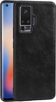 Voor Vivo X50 Pro Crazy Horse Getextureerd Kalfsleer PU + PC + TPU Case (Zwart)