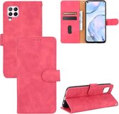 Voor Huawei nova 6 SE / P40 Lite Effen kleur Huidgevoel Magnetische gesp Horizontale flip kalftextuur PU lederen tas met houder & kaartsleuven & portemonnee (Rose Red)