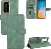 Voor Huawei P40 Effen Kleur Huid Voel Magnetische Gesp Horizontale Flip Kalf Textuur PU Lederen Case met Houder & Kaartsleuven & Portemonnee (Groen)