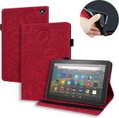 Voor Amazon Fire HD 8 (2020) Kalfsstructuur Reliëf Horizontale Flip Leren Case met Houder & Kaartsleuven & Fotolijst (Rood)