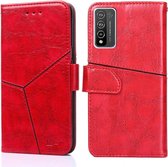 Voor Huawei Honor 10X Lite Geometrische stiksels Horizontale Flip TPU + PU lederen tas met houder & kaartsleuven & portemonnee (rood)
