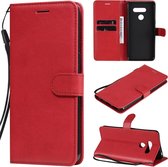 Voor LG K50S effen kleur horizontale flip beschermende lederen tas met houder & kaartsleuven & portemonnee & fotolijst & lanyard (rood)