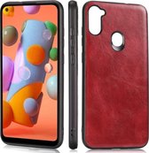 Voor Samsung Galaxy A11 / M11 Crazy Horse getextureerd kalfsleer PU + PC + TPU-hoes (rood)