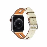 Top-grain lederen horlogeband voor Apple Watch Series 6 & SE & 5 & 4 44 mm / 3 & 2 & 1 42 mm (roomwit)