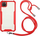 Voor Huawei Y5p / Honor 9S acryl + kleur TPU schokbestendig hoesje met nekkoord (rood)
