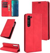 Voor Motorola Edge Retro-skin Business magnetische zuignap lederen tas met houder en kaartsleuven en portemonnee (rood)