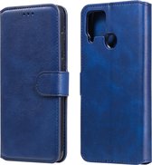 Voor OPPO Realme C15 / C12 klassieke kalfsstructuur PU + TPU horizontale flip lederen tas, met houder & kaartsleuven en portemonnee (blauw)