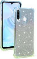 Voor Huawei nova 4e gradiënt glitter poeder schokbestendig TPU beschermhoes (blauwgroen)