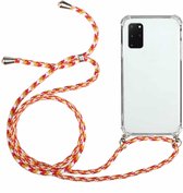 Voor Huawei Y5p Four-Corner Anti-Fall transparante TPU beschermhoes met lanyard (oranjegeel)