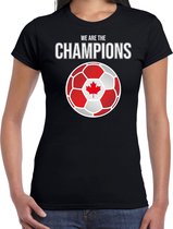 Canada WK supporter t-shirt - we are the champions met Canadese voetbal - zwart - dames - kleding / shirt 2XL