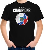 Rusland EK/ WK supporter t-shirt - we are the champions met Russische voetbal - zwart - kinderen - kleding / shirt S (122-128)