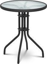 Uniprodo Ronde glazen buitentafel - Ø 60 cm - glazen blad - zwart