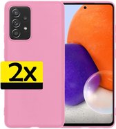 Samsung A72 Hoesje Siliconen - Samsung Galaxy A72 Case - Samsung A72 Hoes Roze - 2 Stuks