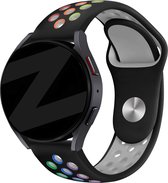 Bandz universeel 20mm sport band 'Deluxe' geschikt voor Samsung Galaxy Watch 4 / 5 / 6 / Active 1/2 40 & 44mm / Watch 1 42mm / Watch 3 41mm / Gear Sport / Polar Ignite 1-2-3 / Unite / Pacer - Hoogwaardig siliconen materiaal - zwart & regenboog