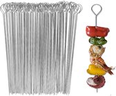 50 x roulade needles, barbecue skewers, kebab skewers, made of stainless steel, 20 cm, meat skewers, roulade skewers, reusable, high quality, kebab skewers, can be used for chocolate fountains,