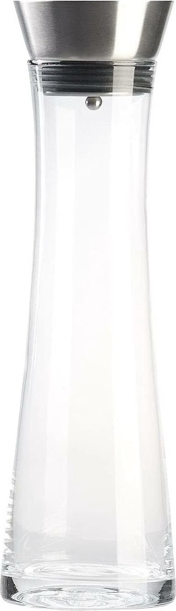 Karaf - Waterkan - RVS Zeef - Glas - 9.5 x 30 cm - 1 liter