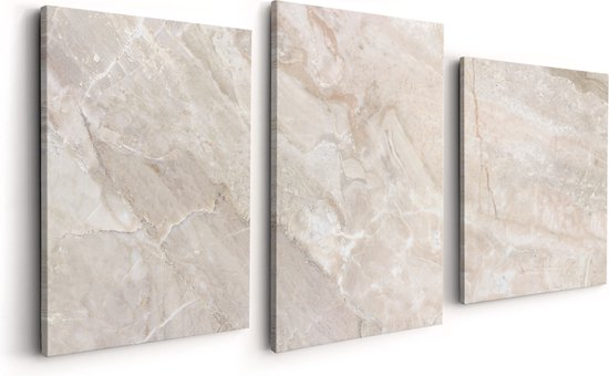Artaza Peinture sur Toile Triptyque Art Abstrait - Marbre Beige - 120x60 - Photo sur Toile - Impression sur Toile