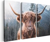 Artaza Peinture sur toile Triptyque Vache Highlander écossaise dans les Montagnes - 90 x 60 - Photo sur toile - Impression sur toile