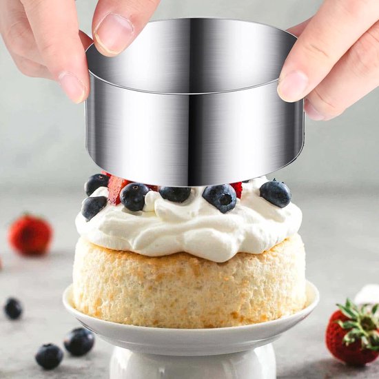 8 stuks dessertringen en dinerringen, voedselringen, ringenset klein, roestvrij stalen mousse-ringen, 8 cm, ronde mousse-ring, geschikt voor desserts, cake, doe-het-zelf