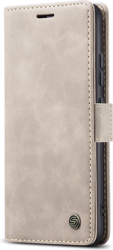Beige PU leren telefoonhoesje met stiksels en magneetsluiting voor Samsung Galaxy A52s / A52.