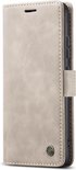 Beige PU leren telefoonhoesje met stiksels en magneetsluiting voor Samsung Galaxy A52s / A52.