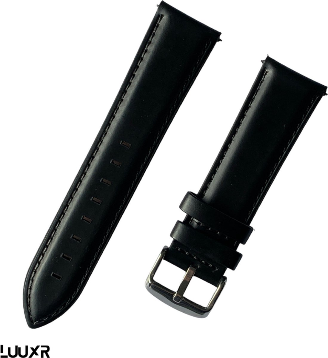 Luuxr strap leather black smooth luxury 22mm lublsml220001