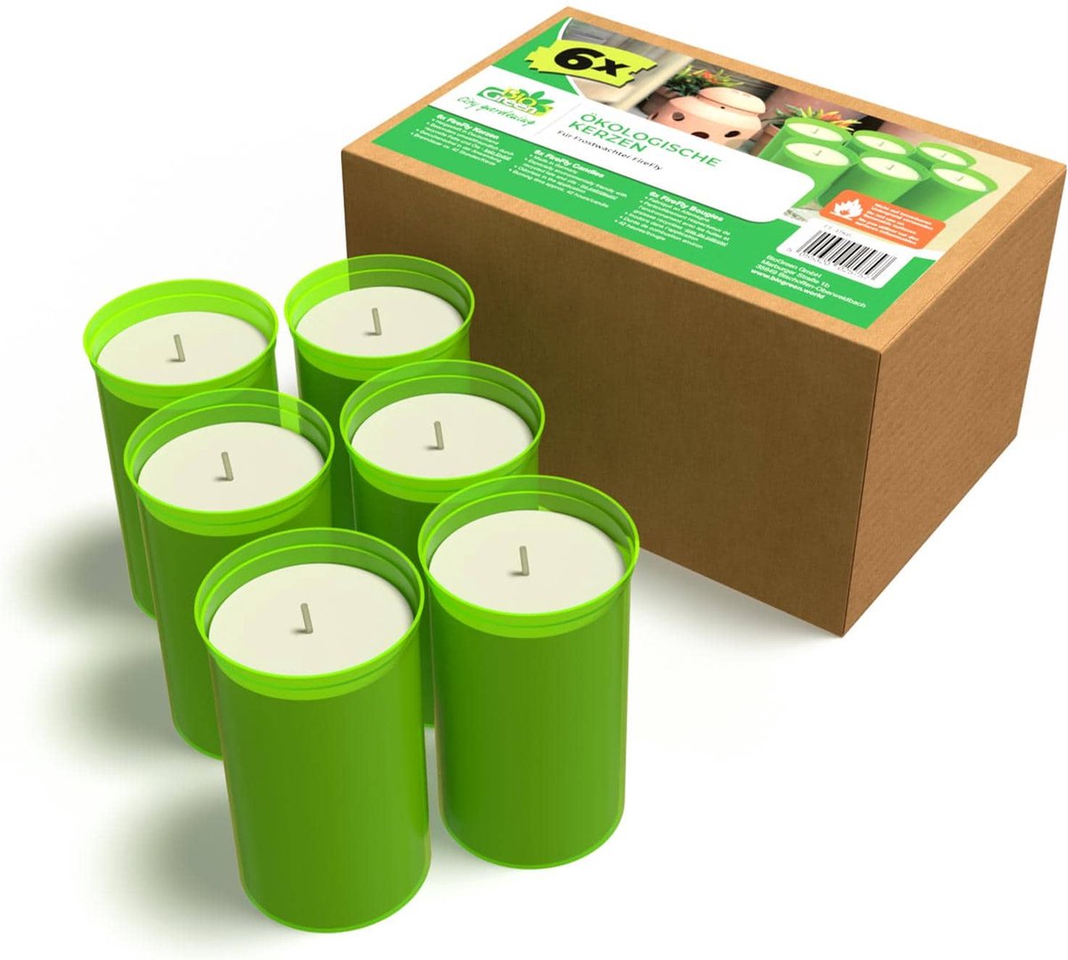 Ecologische kaars Firefly groen - 6 stuks