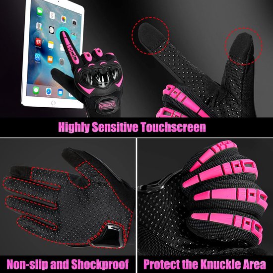INBIKE Motorhandschoenen Heren Winter Motorfiets Handschoenen Dames Bescherming Hard Waterdicht Zwart&Rood L