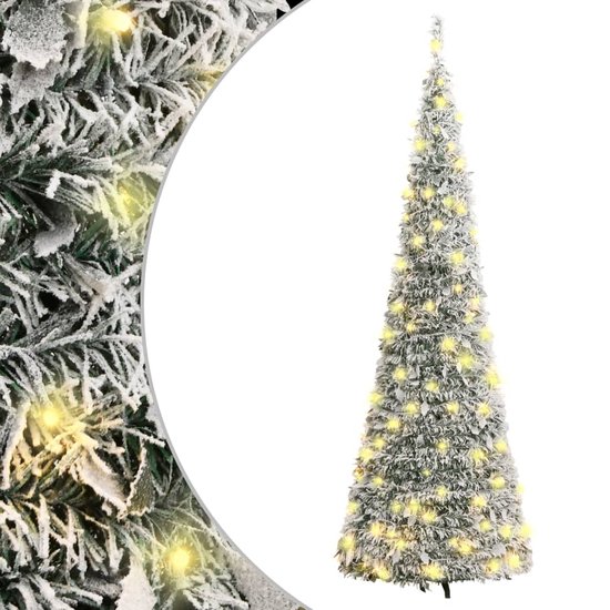 vidaXL - Kunstkerstboom - pop-up - met - sneeuw - 200 - LED's - 210 - cm