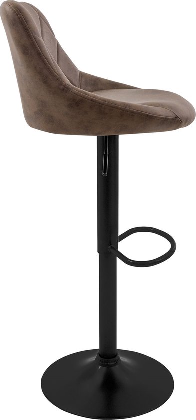 Lot de 2 tabourets de bar revêtement en simili cuir marron avec dossier et repose-pieds réglables en hauteur 62-82 cm ML- Design