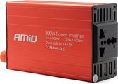 Convertisseur Amio 24V à 230V - 2x connexion USB - Convertisseur Inverseur de Courant 300/600W