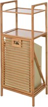 Bathroom - Solutions - Opbergrek - met - 2 - schappen - en - wasmand - 95 - cm - bamboe