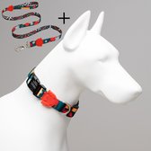 Lindo Dogs - Wandelset van 2 - Hondenriem - halsband hond - Set van 2 - Reindeer - Groen - M