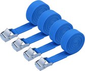 Spanband, 4 Hogedruk-Sjorbanden Van 2 m, Verstelbare Bevestigingsriem met Clipsluiting, Spanriemen Voor Vrachtvervoer Van auto's en Motorfietsen(Blauw)