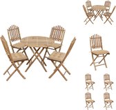 vidaXL Ensemble de salle à manger en Bamboe - Table 80 x 70 cm - Chaise 50 x 42 x 92 cm - Coussins beiges - Ensemble de jardin