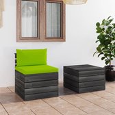 The Living Store Pallet Loungeset - Massief Grenenhout - Helder groen - 60x65x71.5 cm - 60x60x41.5 cm - 60x60x6 cm - 60x38x13 cm