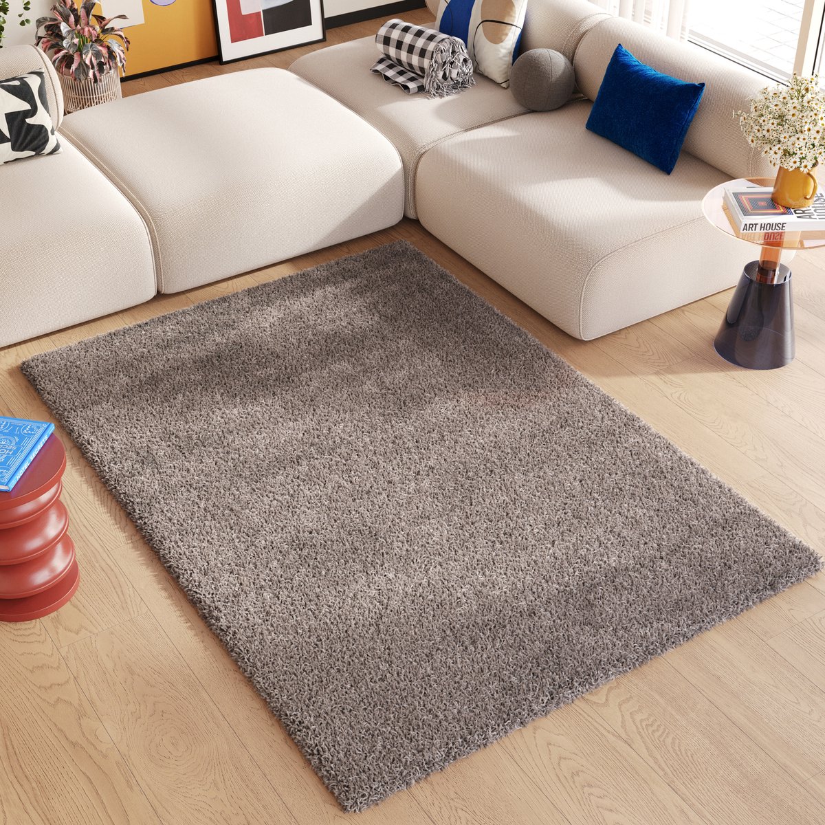 Tapiso Essence Vloerkleed Grijs Hoogpolig Shaggy Tapijt Maat- 240x330