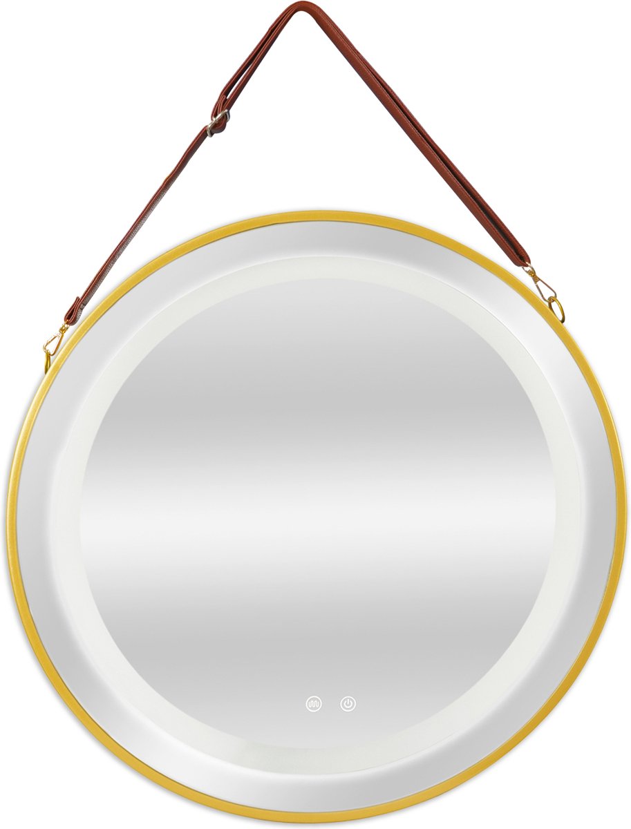 LED spiegel Picerno rond Ø50x3,5 cm goudkleurig