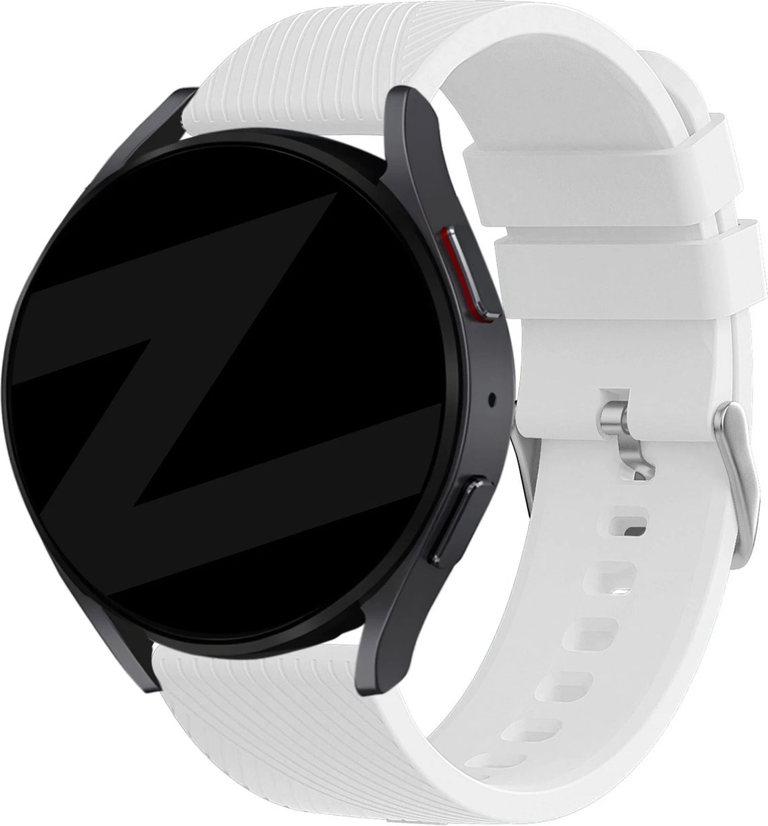 Bandz universeel 22mm siliconen band 'Deluxe' geschikt voor Samsung Galaxy Watch 3 45mm / 1 46mm / Gear S3 - Polar Vantage M / M2 / Grit X - Huawei Watch GT 1/2/3/4 46mm / GT 5 (Pro) (46mm) / GT 2 Pro - Hoogwaardig siliconen materiaal - wit