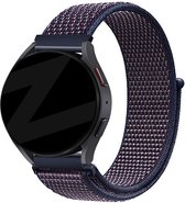 Bandz universeel 20mm nylon loop band geschikt voor Samsung Galaxy Watch Active 1/2 40 & 44mm / Watch 1 42mm / Watch 3 41mm / Gear Sport / Polar Ignite 1-2-3 / Unite / Pacer - Hoogwaardig nylon bandje met klittenbandsluiting - indigo blauw