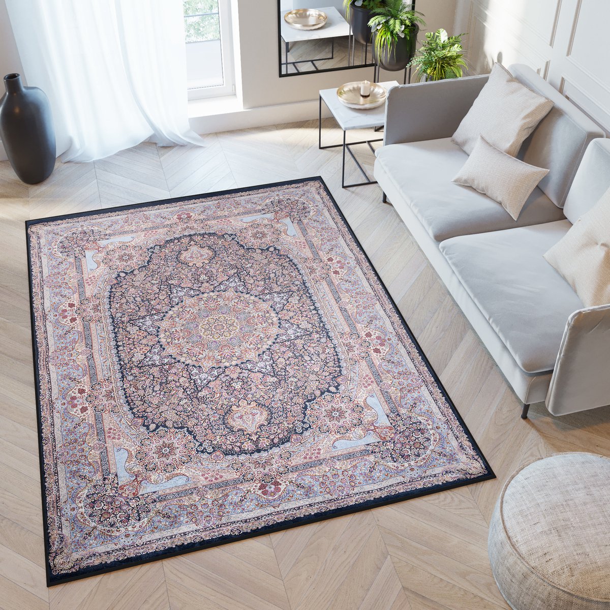 Tapiso Victoria Vloerkleed Vintage Laagpolig Antislip Tapijt Maat- 120x170 Kleurrijk 1