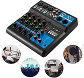 Professionele soundboard voor DJ- Soundboard voor laptop en computer- Mixer- Soundboard met knoppen- Soundmixer PC- 5kanaals- Met bleutooth usb mp3 stereo- 48V