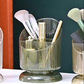 Irregular Cylinder Makeup Organiser, Acrylic Cosmetic Storage Organiser, Makeup Brush Holder, Desk Organiser, Cosmetic Display Cases for Bathroom, Green